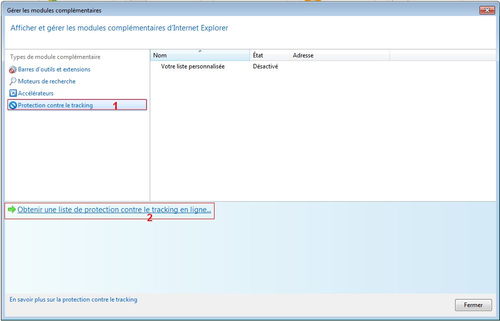 Ajoutez une liste de protection contre le tracking
