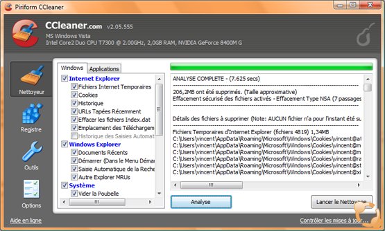 CCleaner Supprime Vos informations Personnelles