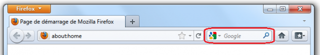 La barre de recherche se situe à droite de la barre d'adresse