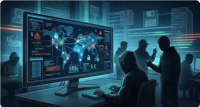 Illustration de la cybercriminalité et du piratage informatique dans l’histoire d’Internet