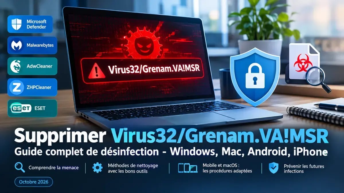 Désinfection de Virus32/Grenam.VA!MSR Illustration de la désinfection de Virus32/Grenam.VA!MSR sur un PC Windows