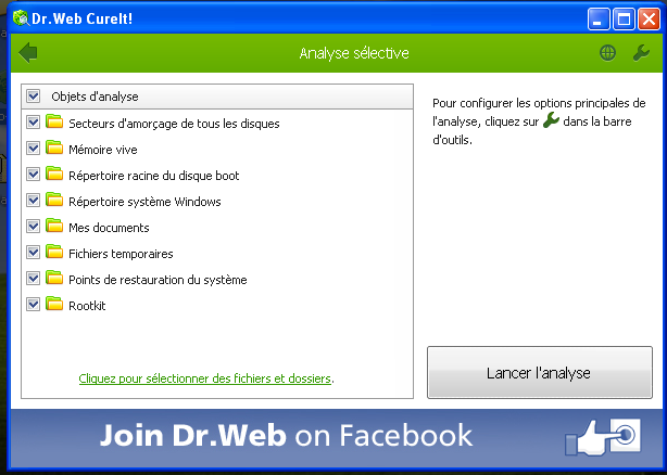 Eliminer Virus, Malwares et Adwares avec l'Anti-Virus Dr Web Cureit en ligne