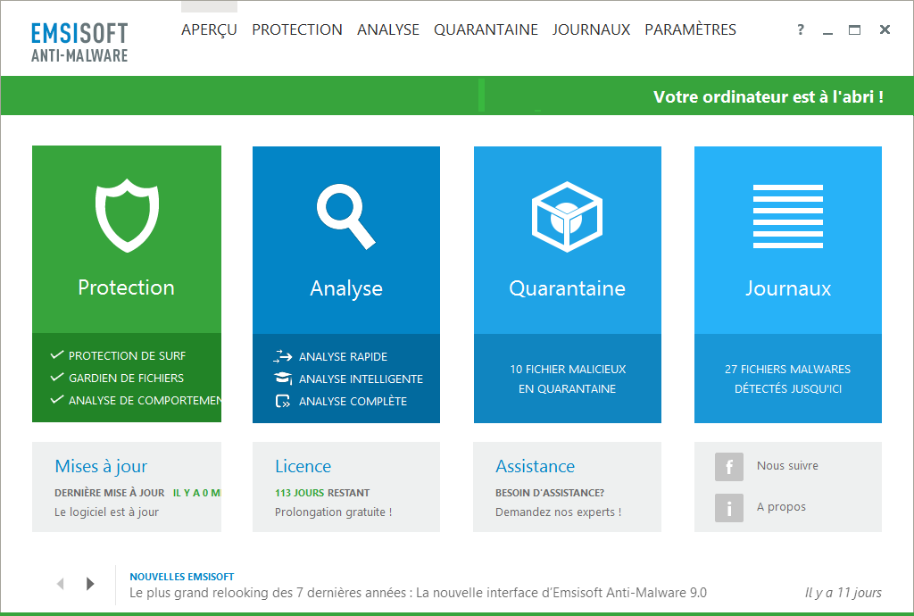 Supprimer les Virus, Malware, Spyware et Trojan de mon PC avec Emsisoft Anti-Malware