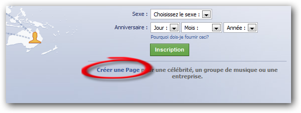 création de la page de fan création de la page de fan