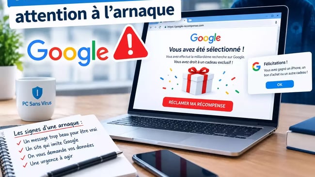 Fausse recompense google arnaque milliardieme recherche