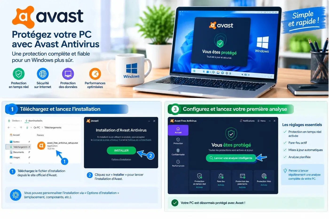 Installer Avast Antivirus gratuit sur Windows 10 et Windows 11
