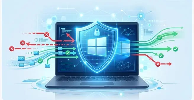 Pare-feu Windows 10 et Windows 11 protégeant un ordinateur contre les connexions réseau malveillantes