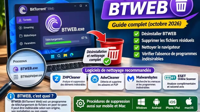 Supprimer btweb bittorrent web nettoyage pc