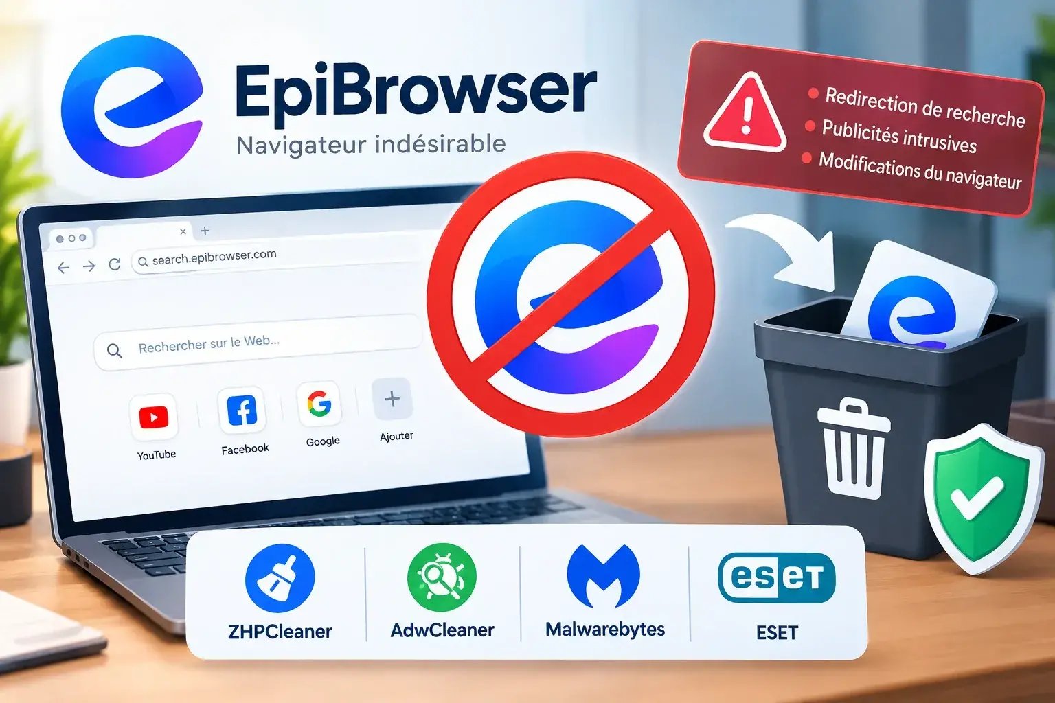 Supprimer EpiBrowser, le navigateur indésirable responsable de redirections et de publicités intrusives
