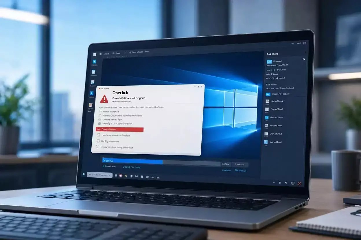 Oneclick : menace de logiciel indésirable sur un PC Windows et détection de sécurité