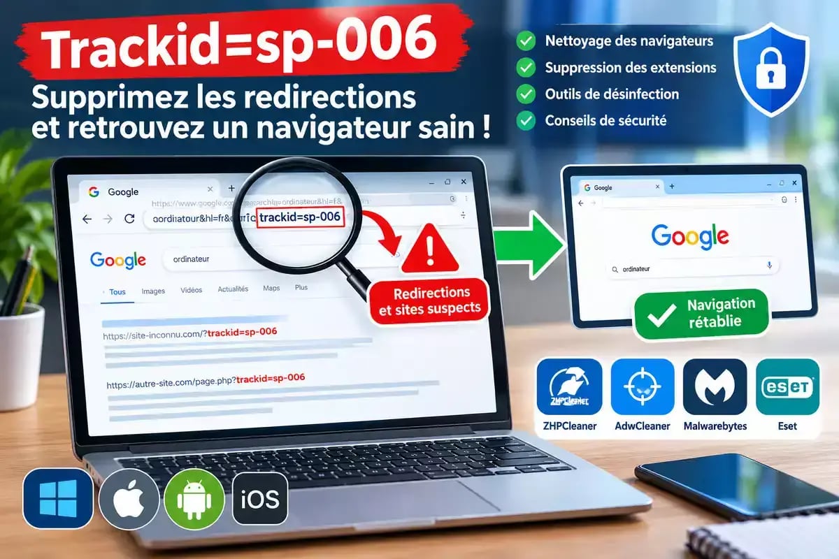 Trackid=sp-006 : redirections indésirables dans le navigateur et étapes pour retrouver une navigation normale