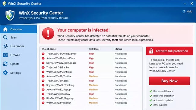 Supprimer winx security center faux antivirus