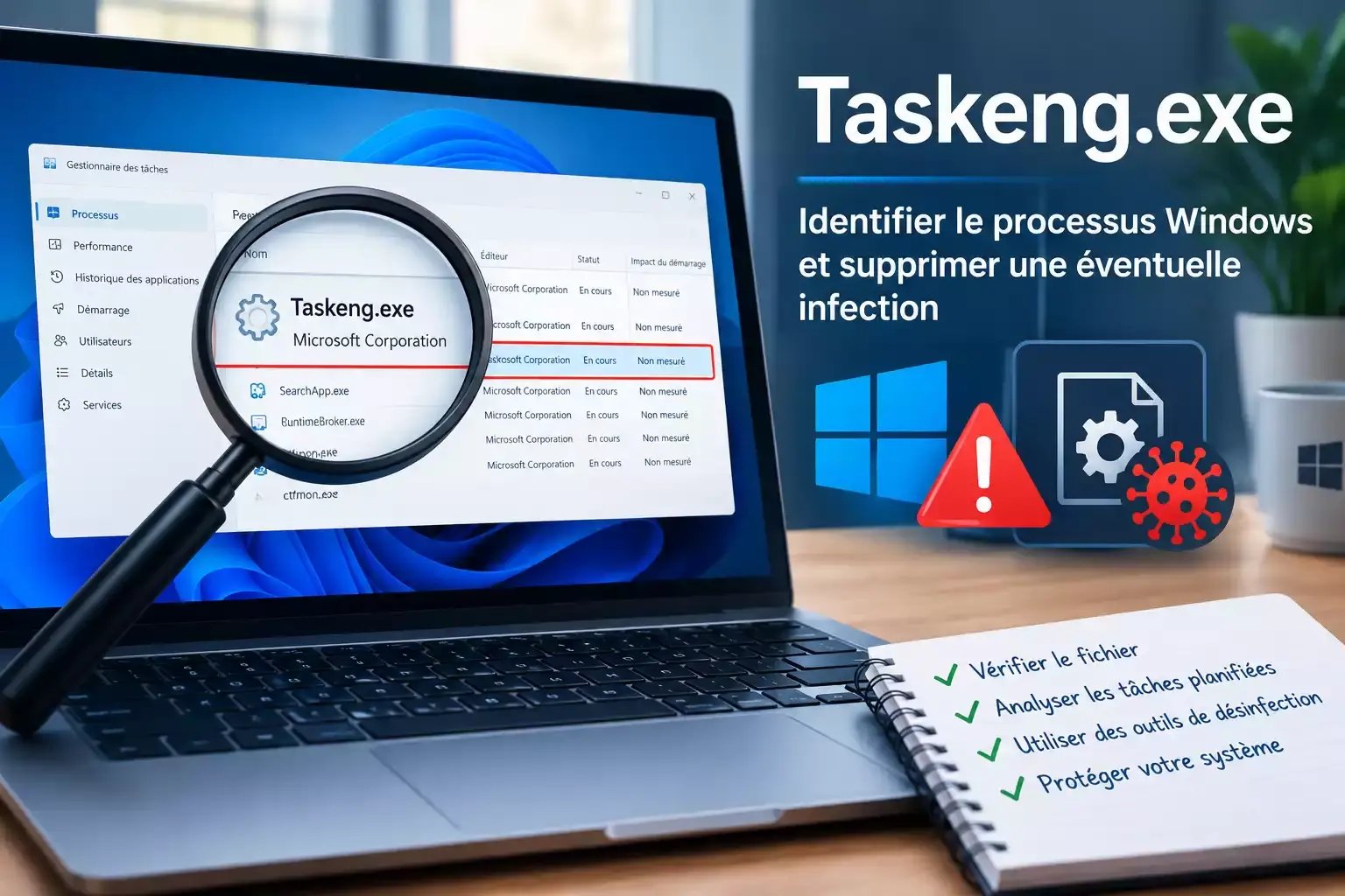 Taskeng.exe : identifier le processus Windows suspect, vérifier les tâches planifiées et rechercher une éventuelle infection par un virus ou un malware
