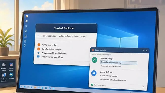 Trusted publisher verifier alerte securite logiciel suspect